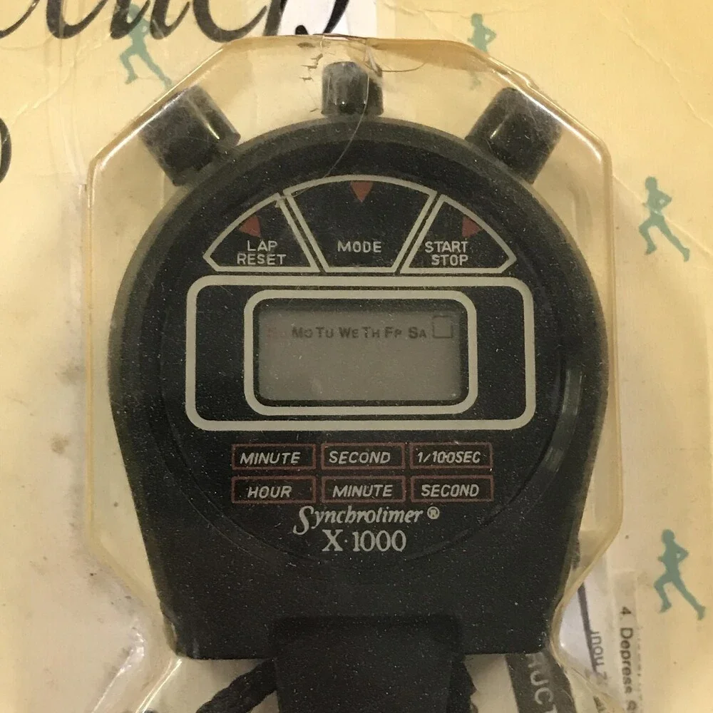 Vintage Stopwatch Precise International Synchrotimer X-1000 Black Neck Lanyard